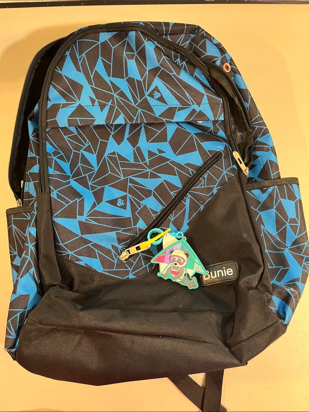 Blue & Black Geometric Backpack